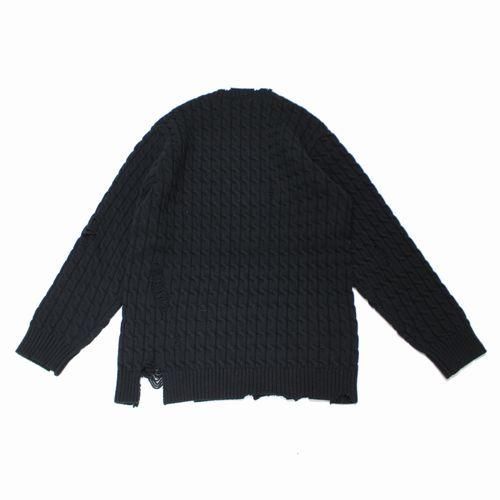 UNDERCOVER アンダーカバー 24AW ダメージ加工 ウールナイロンニットプルオーバー 3 ブラック -  ブランド古着買取・販売unstitchオンラインショップ