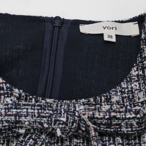 yori ヨリ 24SS リボンツイードブラウス 38 ネイビー - ブランド古着買取・販売unstitchオンラインショップ