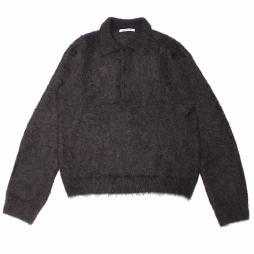 AURALEE オーラリー 22AW BRUSHED SUPER KID MOHAIR KNIT POLO ニットポロシャツ 1 ブラウン -  ブランド古着買取・販売unstitchオンラインショップ