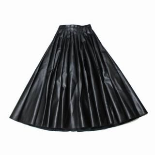JUNYA WATANABE ジュンヤ ワタナベ 23AW フェイクレザー プリーツ ロング スカート S ブラック