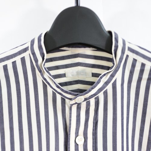 COMOLI コモリ 15AW BAND COLLAR SHIRT ストライプ バンドカラーシャツ -  ブランド古着買取・販売unstitchオンラインショップ