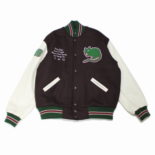 STRAY RATS ストレイラッツ 21AW 10 YR VARSITY JACKET バーシティジャケット スタジャン M ブラウン -  ブランド古着買取・販売unstitchオンラインショップ