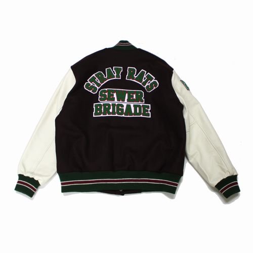 STRAY RATS ストレイラッツ 21AW 10 YR VARSITY JACKET バーシティジャケット スタジャン M ブラウン -  ブランド古着買取・販売unstitchオンラインショップ