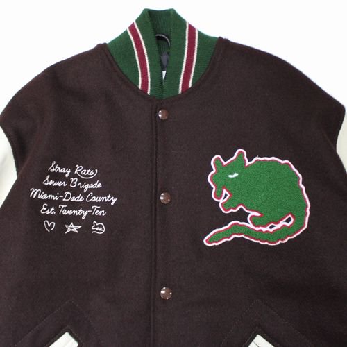 STRAY RATS ストレイラッツ 21AW 10 YR VARSITY JACKET バーシティジャケット スタジャン M ブラウン -  ブランド古着買取・販売unstitchオンラインショップ