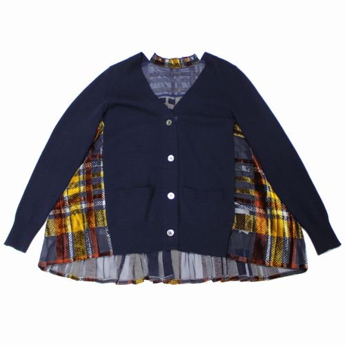 sacai サカイ 18AW バックプリーツ カーディガン 1 ネイビー - ブランド古着買取・販売unstitchオンラインショップ