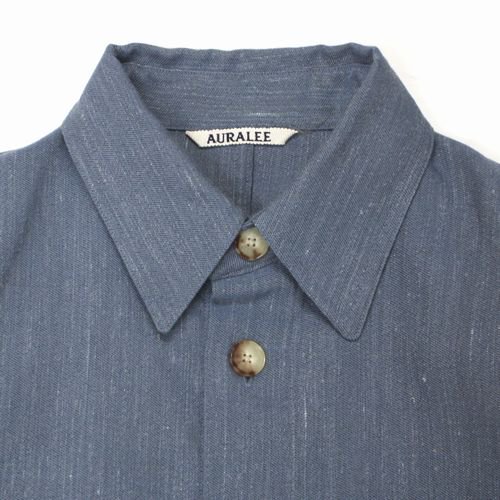 AURLAEE オーラリー 20AW WOOL LINEN TWILL SHIRT ウールリネンツイルシャツ 1 ブルー -  ブランド古着買取・販売unstitchオンラインショップ