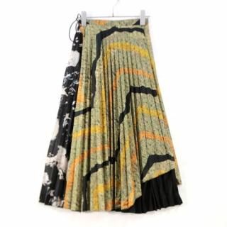 TOGA PULLA トーガプルラ 2020 切替プリーツスカート 36 カーキ ブラック