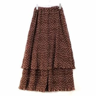 GANNI ガニー ドット プリーツ スカート 36 ブラウン