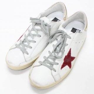 GOLDEN GOOSE ǥ  SNEAKERS SUPERSTAR COD G63 WHITE LEATHER - RED GLITTER 38 ۥ磻