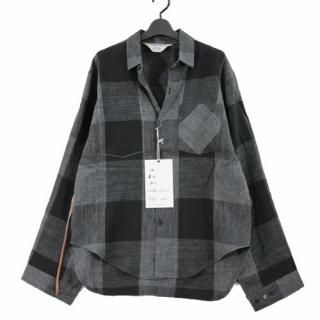 SUNSEA 󥷡 22SS BLOCK LINEN JOHNNY D.SHIRT ͥ å  3 졼 ֥å