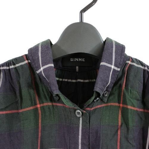 SINME シンメ 22AW チェックブラウス シャツ グリーン fit=scale-down,w=1200