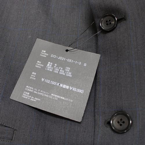 コムデギャルソンオム チェック柄テーラードジャケット S 黒 ウール コムデギャルソンオムプリュス 24SS セーラーカラーロング