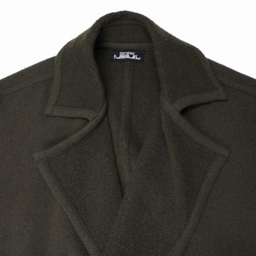 イッセイミヤケ ギャザー ウール コート ウエストベルト カーキ グリーン 小さいサイズ]Super100ウールビーバーPコート(ピーコート