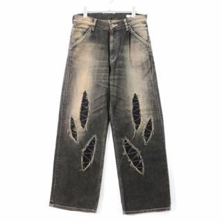 ENCOMING ���󥫥ߥ� 23AW SDTR SLASHED DENIM TROUSER �ǥ˥�ѥ�� 30 �֥�å�