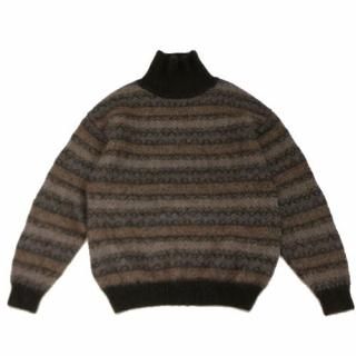 H BEAUTY&YOUTH  ӥ塼ƥ桼 MOHAIR FAIR ISLE HI NECK PULLOVER إ ե ˥å S ֥饦