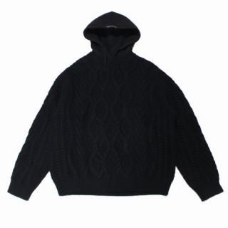 Supreme ����ץ꡼�� 25AW Cable Hooded Sweater �����֥�ա��ɥ������� �˥å� L �֥�å�