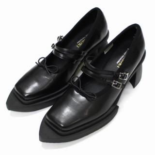 AKIKO AOKI �� THREE TREASURES 25AW Mirta �쥶�� �ѥ�ץ� EU39(25cm) �֥�å�