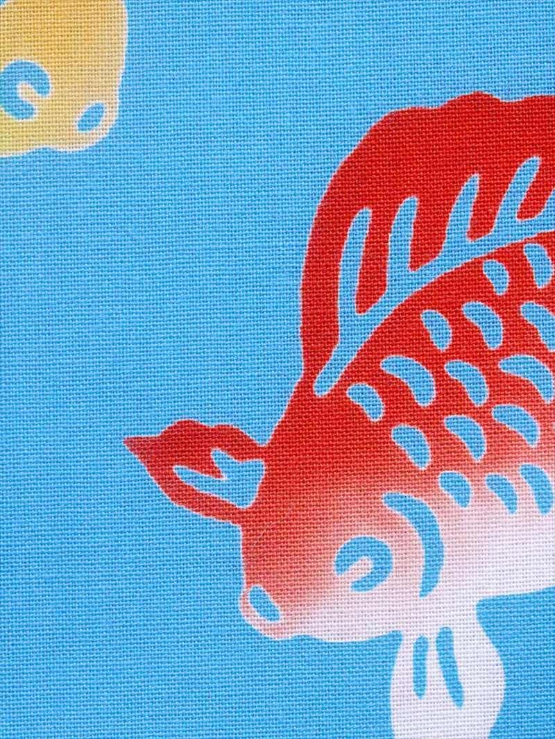 子供用浴衣反物　新品未使用　綿100% 金魚 楽天市場】浴衣 反物 子供 用 No.857 ブルー地・金魚柄・7.6m