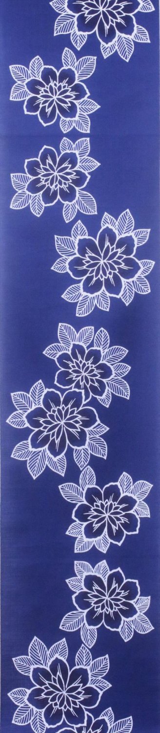 藍染風　浴衣　反物　　No.100 藍染濃淡花柄