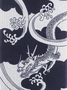 麻混スラブ浴衣反物 知多木綿 未仕立て 黒の抜染雪花絞り : せみ