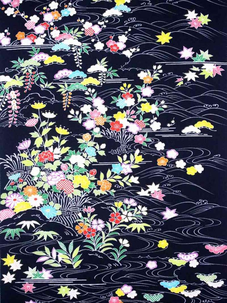 絹100 正絹 白長襦袢反物 梅と桜柄 - 着物・浴衣