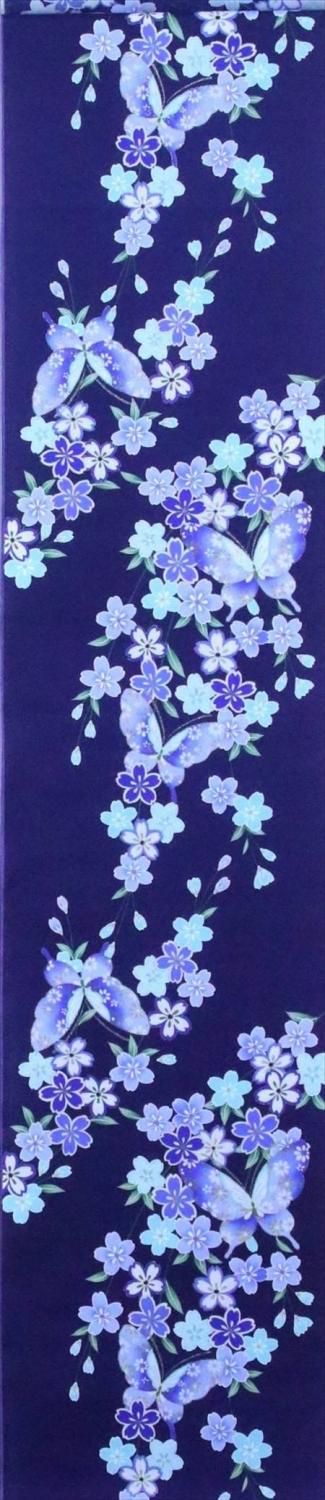 反物】女性 『綿絽 白地』 桜 ブルー