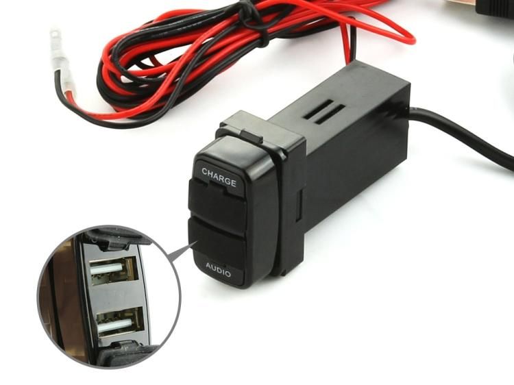 三菱用 純正スイッチホール用 USBポート 充電/オーディオ中継可