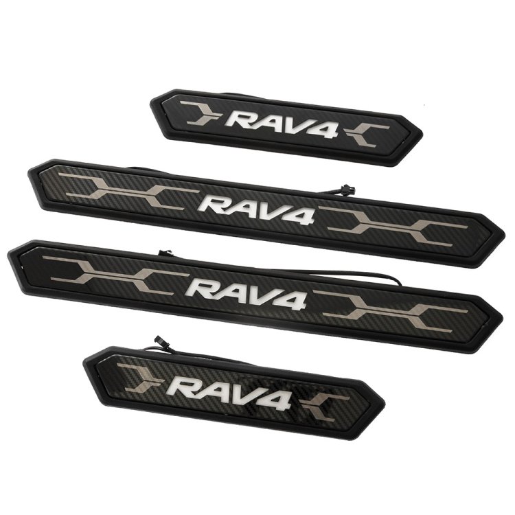 新型 RAV4 50系 青LED スカッフプレート サイドステップ カート ...