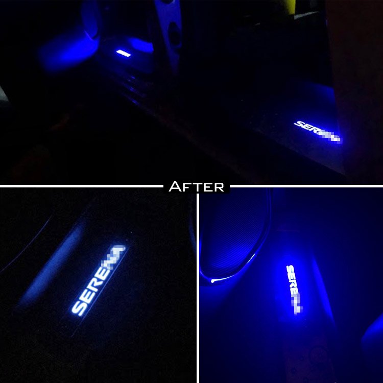 セレナC27系 青色LED スカッフプレート ステップガード ステンレス