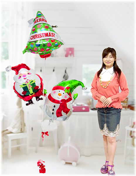 クリスマスバルーン 風船 ギフト 装飾 アート ミニツリーとサンタとスノーマンのブーケ