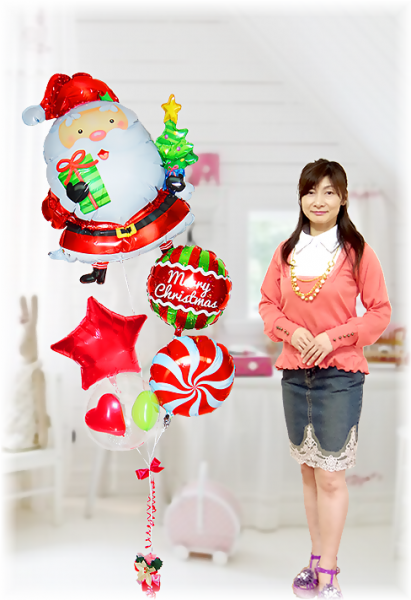 クリスマスバルーン 風船 ギフト 装飾 アート 大っきなサンタのメリークリスマスブーケ