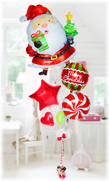 クリスマスバルーン 風船 ギフト 装飾 アート 大っきなサンタのメリークリスマスブーケ