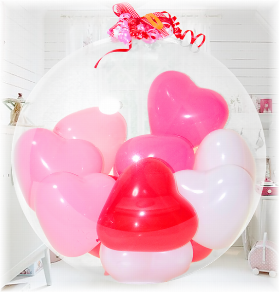 誕生日 バルーン 風船 ギフト 電報 プレゼント クリスタルハートボール ピンク