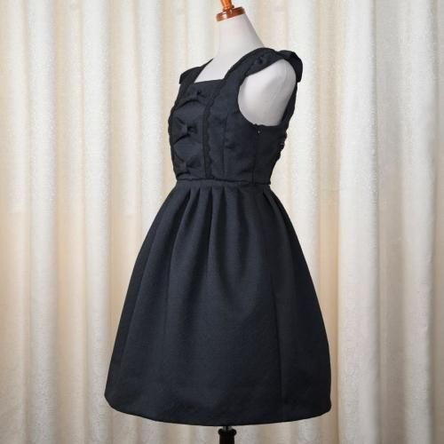 新品 Funny Fairy ヴィトライユ　ジャンパースカート(ブラック) 黒 Fairy wish】シャンデリア柄リボンジャンパースカート(膝丈・ブラック