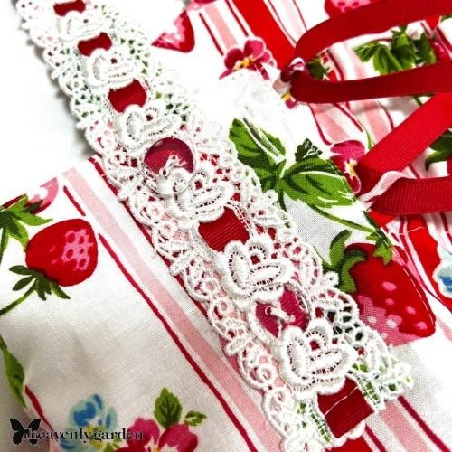 heavenly garden】イチゴ編み上げジャンパースカート（赤） - Fairy