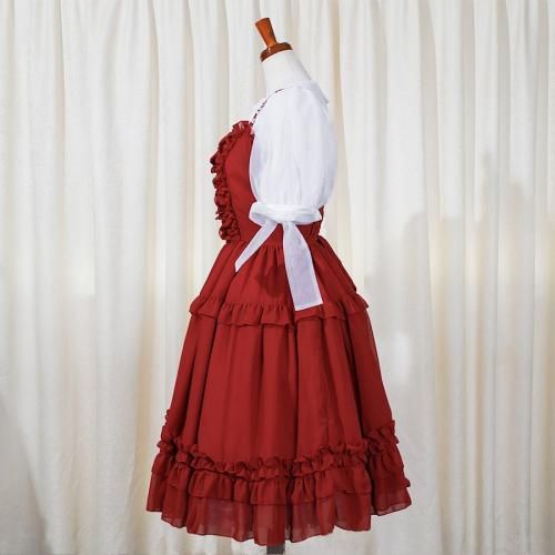 heavenly garden】シフォンジャンパースカート(レッド heavenly garden】シフォンジャンパースカート(レッド