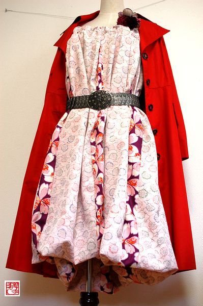 和柄レディース2wayバルーンスカート ワンピース 春梅桜 手作り子供服 和柄服の通販店 神の手