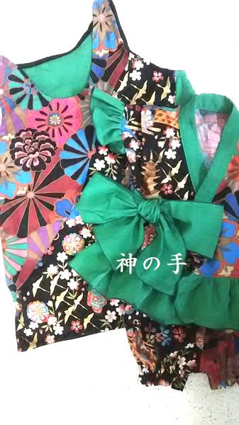親子リンクコーデ・和柄タンクトップ＆ふりふり甚平-手作り子供服,和柄