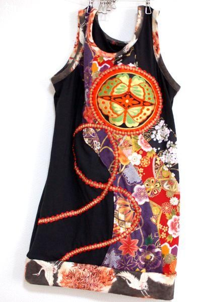 和柄レディースタンクトップ 黒に蝶紋紐うねうね 手作り子供服 和柄服の通販店 神の手 和柄レディースタンクトップ 黒に蝶紋紐うねうね 手作り子供服 和柄服の通販店 神の手