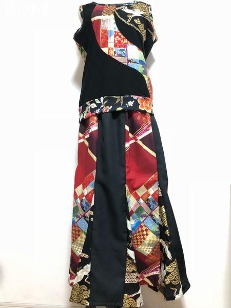 篠笛衣装 和柄タンクトップ マーメイドスカート 黒 赤 金 手作り子供服 和柄服の通販店 神の手 篠笛衣装 和柄タンクトップ マーメイドスカート 黒 赤 金 手作り子供服 和柄服の通販店 神の手