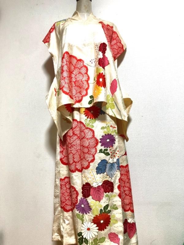 振袖リメイク、ヘッドドレス、トップス2点、ロングスカート 