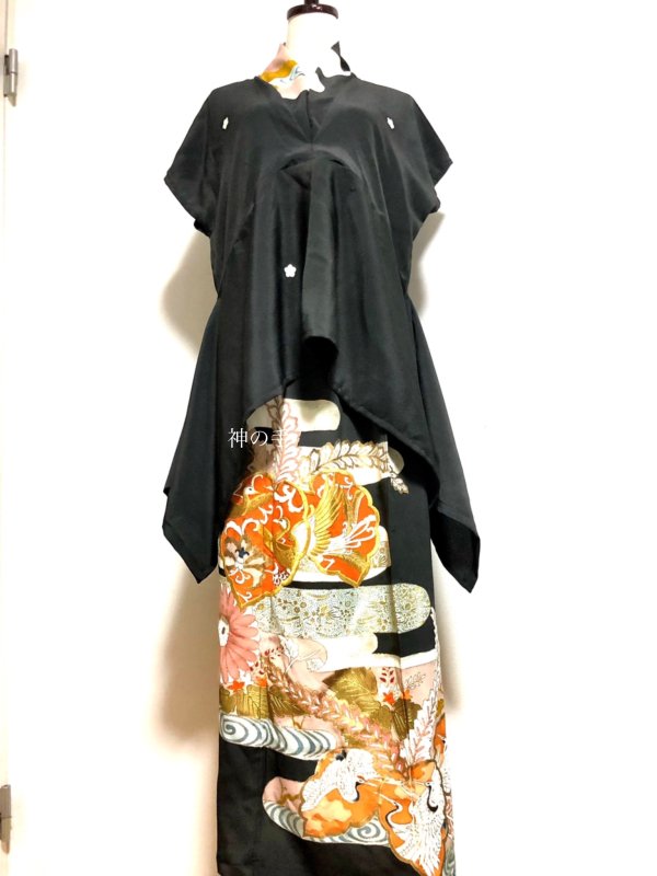 黒留袖リメイク セットアップ ハンドメイド - Tシャツ/カットソー(半袖