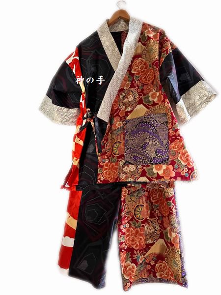 大島紬　赤★お揃いの羽織りあります