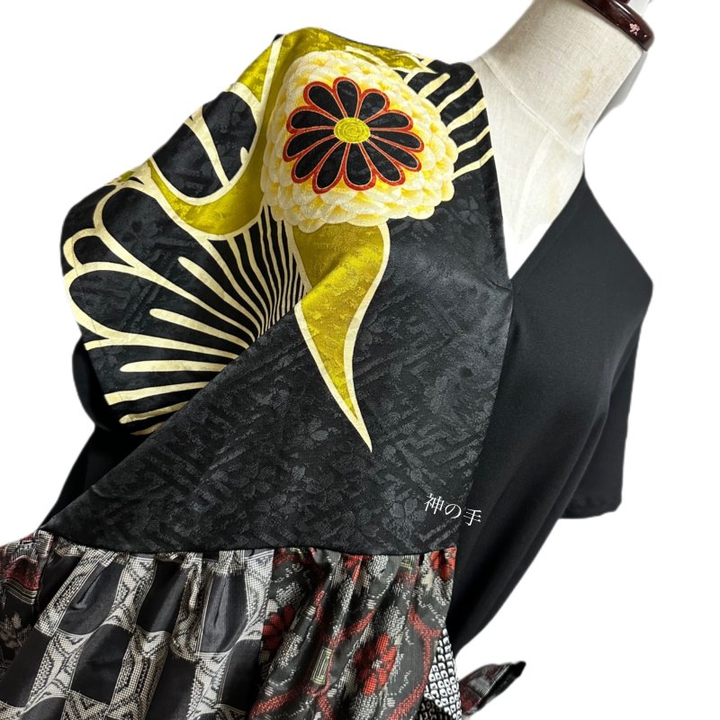 ハンドメイドギャザースカート（花鳥刺繍） - スカート