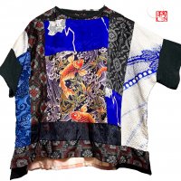 ☆一点物・受注作製☆和柄・着物襟風Ｔシャツ長袖・半袖☆ベビー,キッズ,レディース- 手作り子供服の通販店 「神の手」