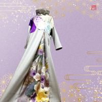 パンツスーツ 着物リメイク 和柄 紬に大島紬 和装トップス＆裾