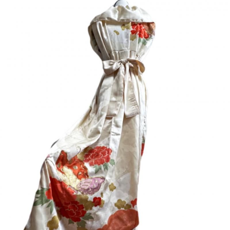 即納】超ロング！豪華！高級感！振袖 着物リメイク 和柄ドレス