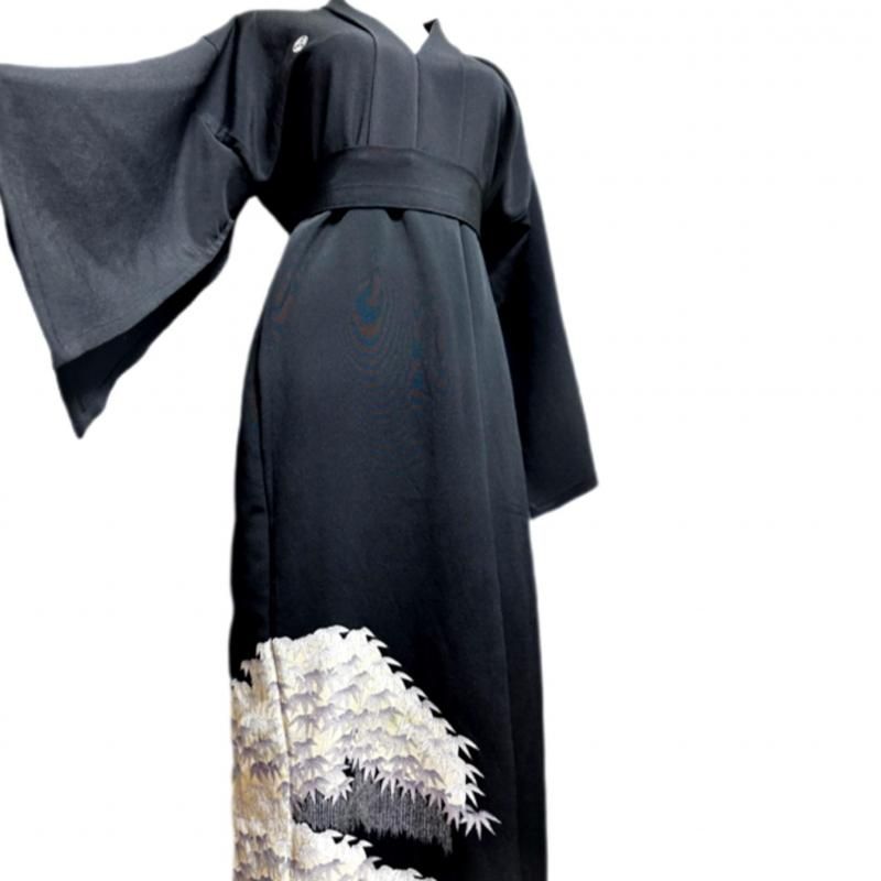 留袖　着物リメイク　ドレス　ポイントしぼり切替　松竹梅　ハンドメイド　ワンピース 留袖 着物リメイク ドレス ポイントしぼり切替 松竹梅