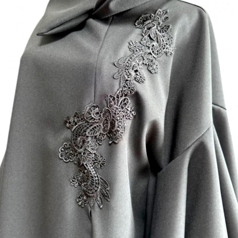 振袖 着物リメイクドレス 和柄ワンピース 変わり襟 サーキュラ袖 黒