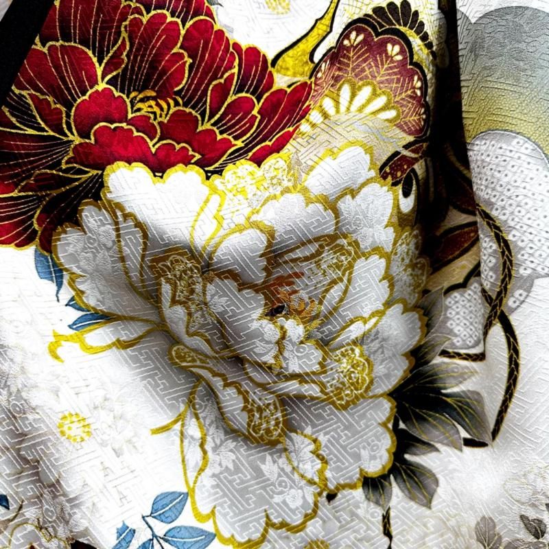 振袖 着物リメイクドレス 和柄ワンピース 変わり襟 シンプルスッキリ袖